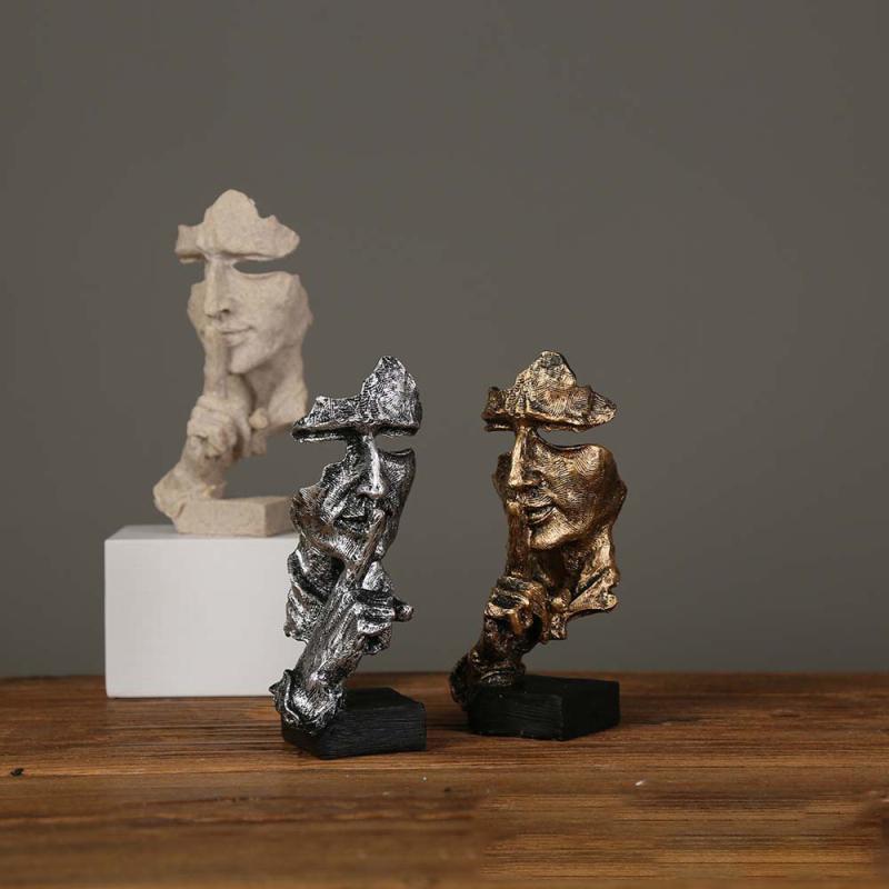 Silence Is Gold Statue Human Face Statue Abstract Sculpture Nordic Creative Dec image 14