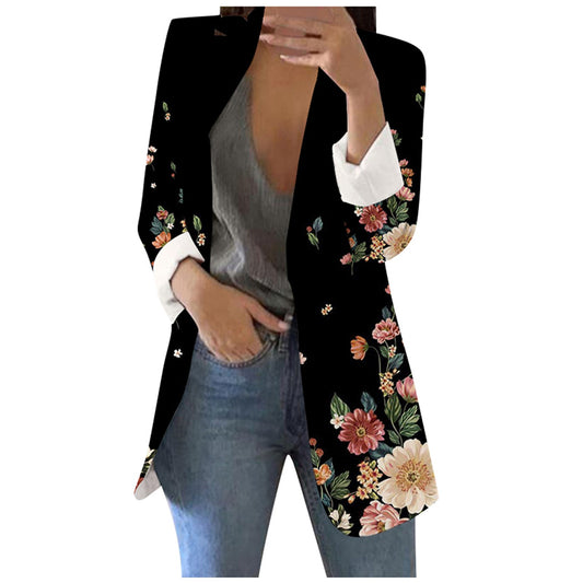 Spring Autumn Fashion Blazer Jacket Women Casual Pockets Long Sleeve Work Suit  image 0