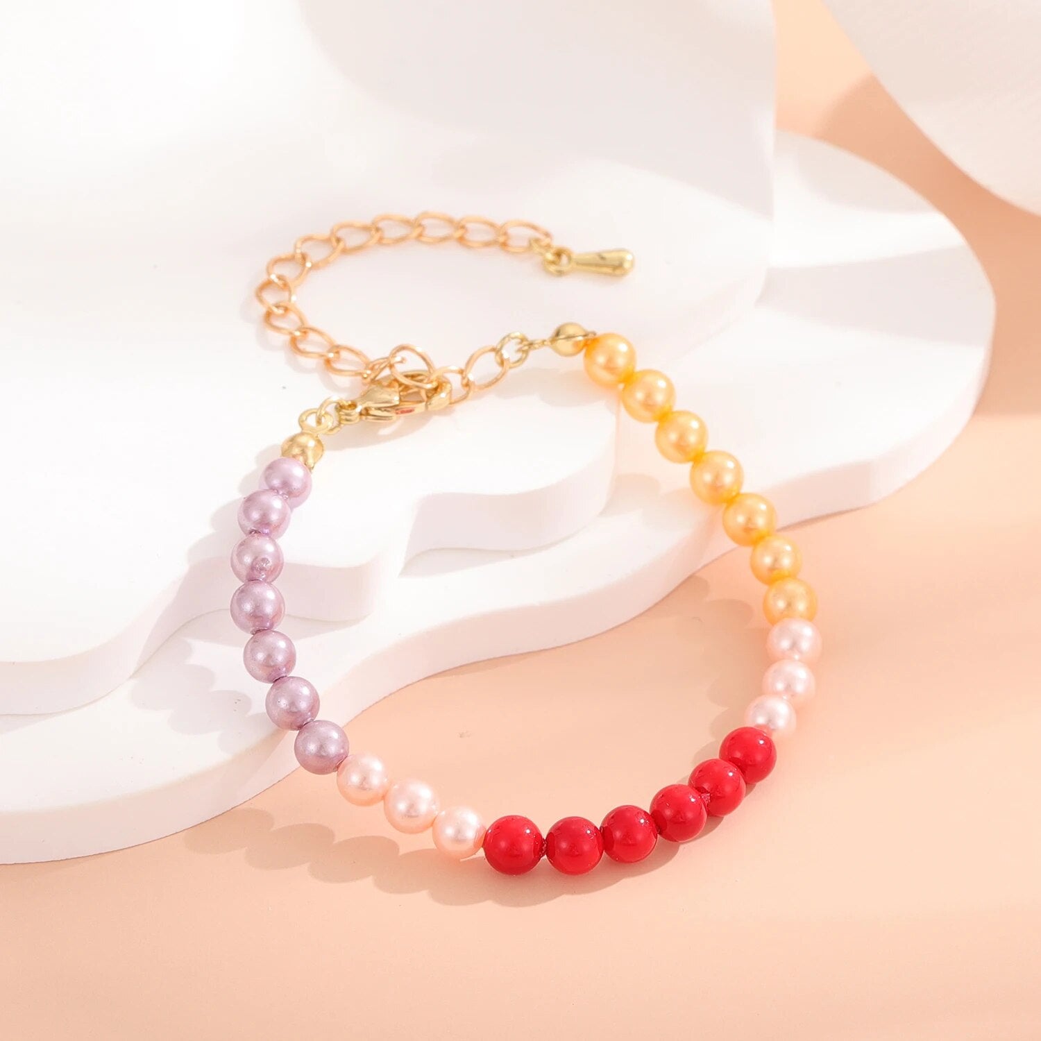 2022 New Fashion Gold Silver Colorful Beads Chain Hamdmade Bracelet for Kids Re image 4