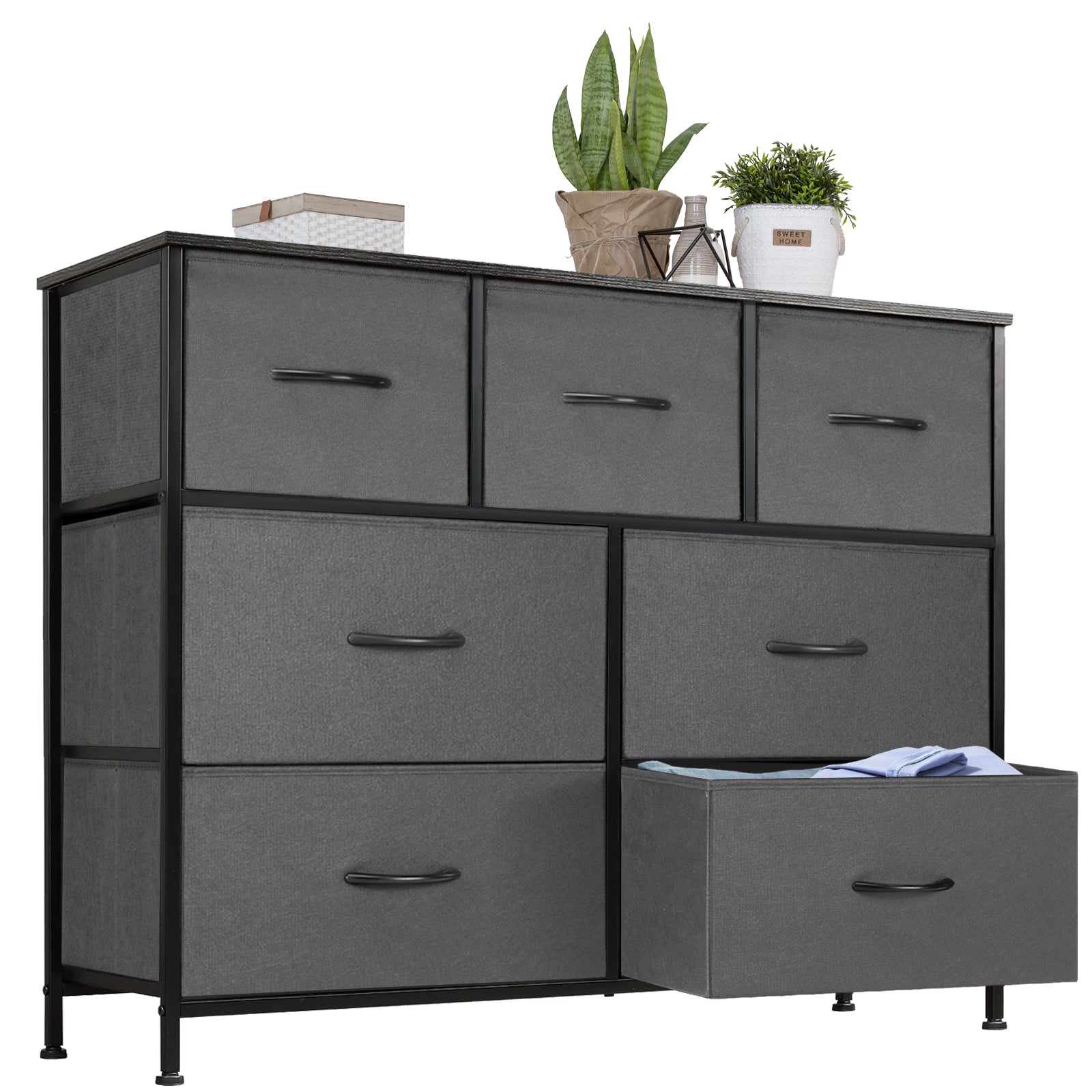 JHK Desser For Bedroom With 7 Fabric Drawers Organizer Storage Closet Chest Clo image 2