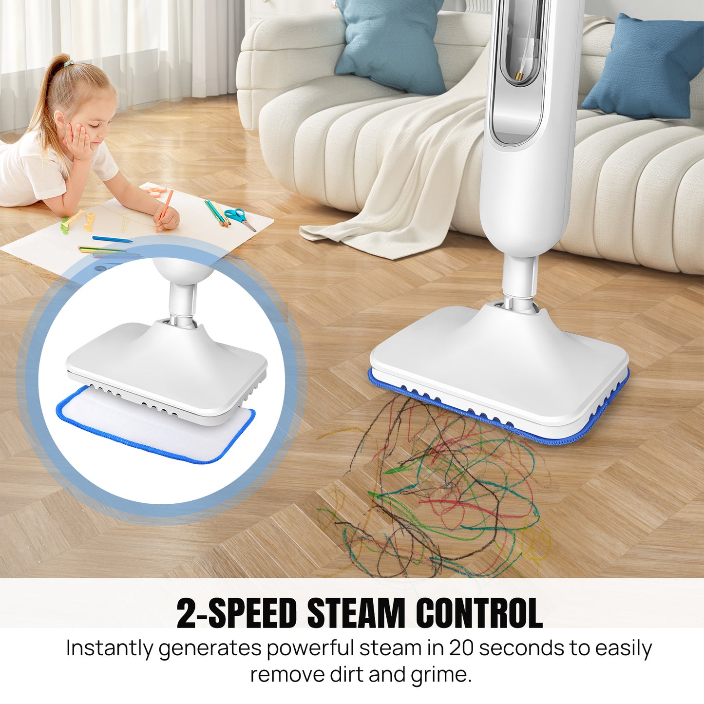 12 IN 1 Electric Steam Mop with 120 Degree Rotatable Head for Floor Cleaning,50 image 1