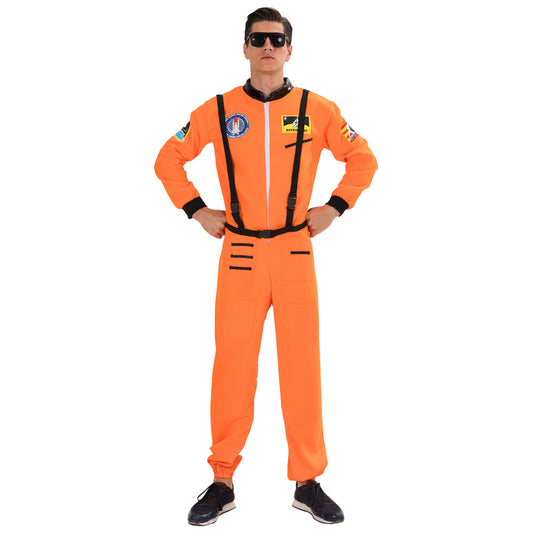 Adult Astronaut Cosplay Costume Men's Spaceman Halloween Party Jumpsuits Carniv image 0