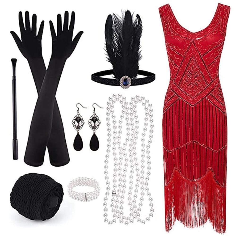 Retro 20s 1920s Flapper Dress Outfits Flapper Headband The Great Gatsby Women's image 5