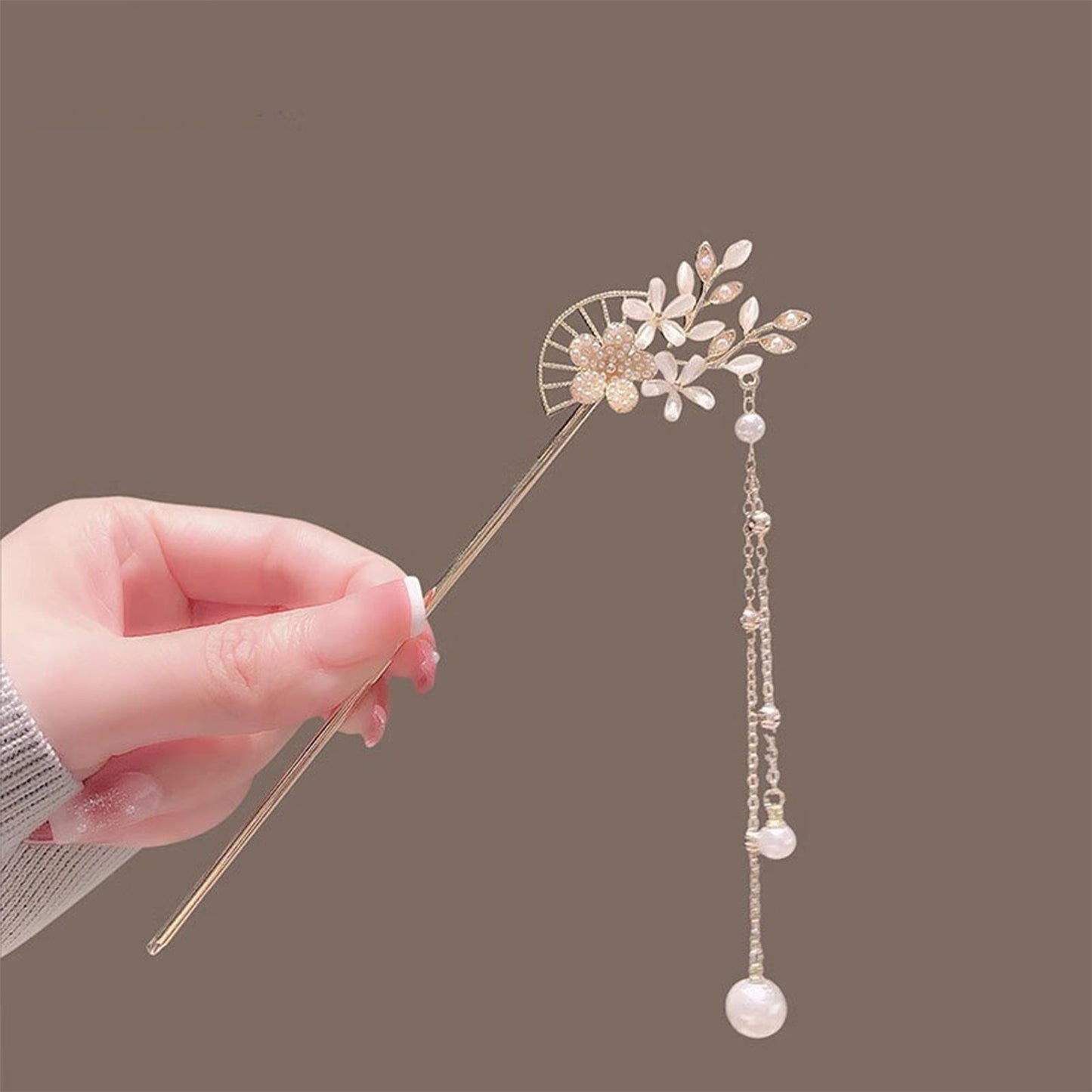 Classic Hair Stick Peach-blossomhair Chopsticks Gold Plated Prong Updo Chignon image 2