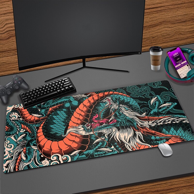 Japanese Dragon Large Gaming Mousepad XXL Keyboard Gamer Mouse Pad on The Table image 7