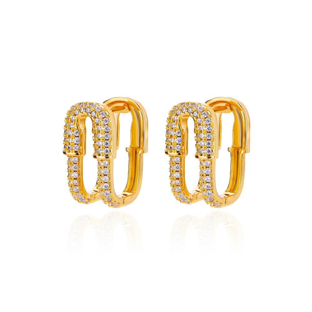 U-shaped Zircon Earrings for Women Gold Color Stainless Steel Earrings 2023 Tre image 6