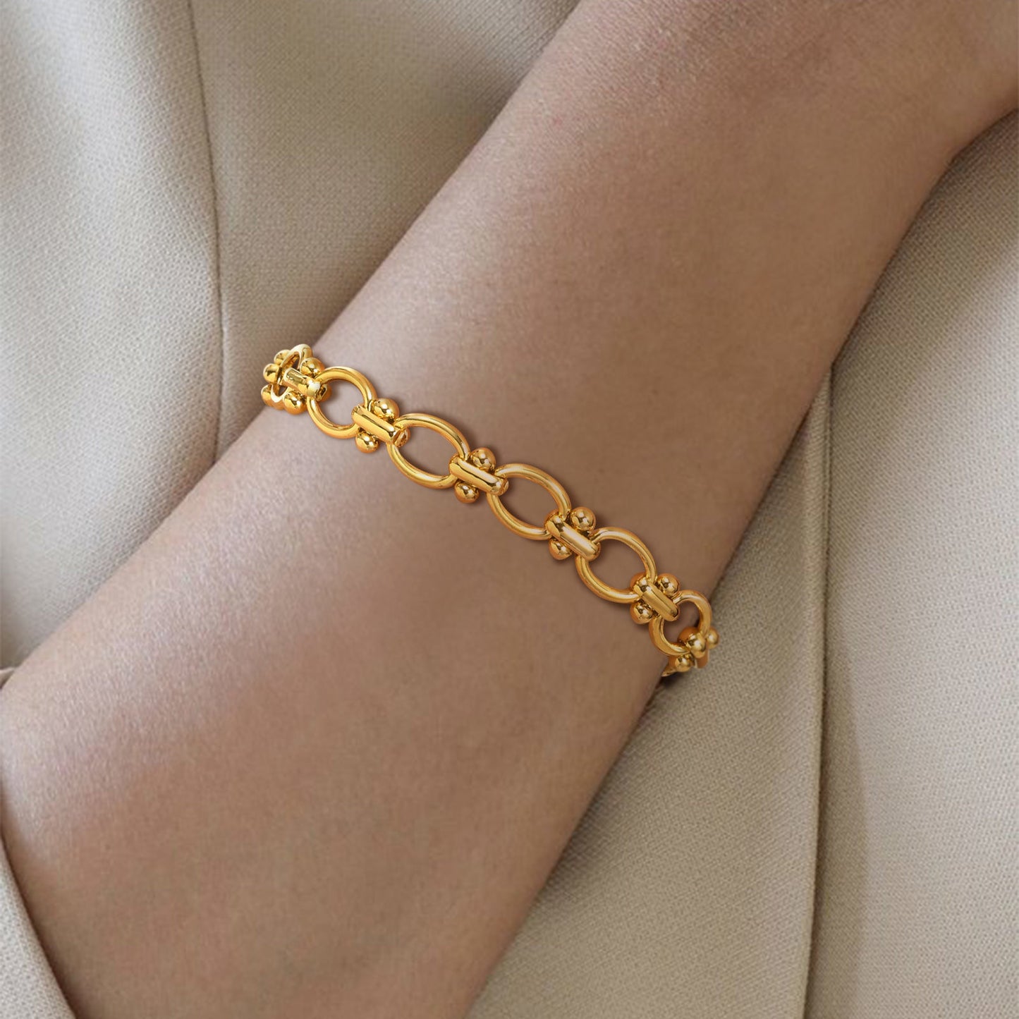 18k Gold Plated Chunky Oval Link Chain Bracelets for Women Thick Stainless Stee image 3