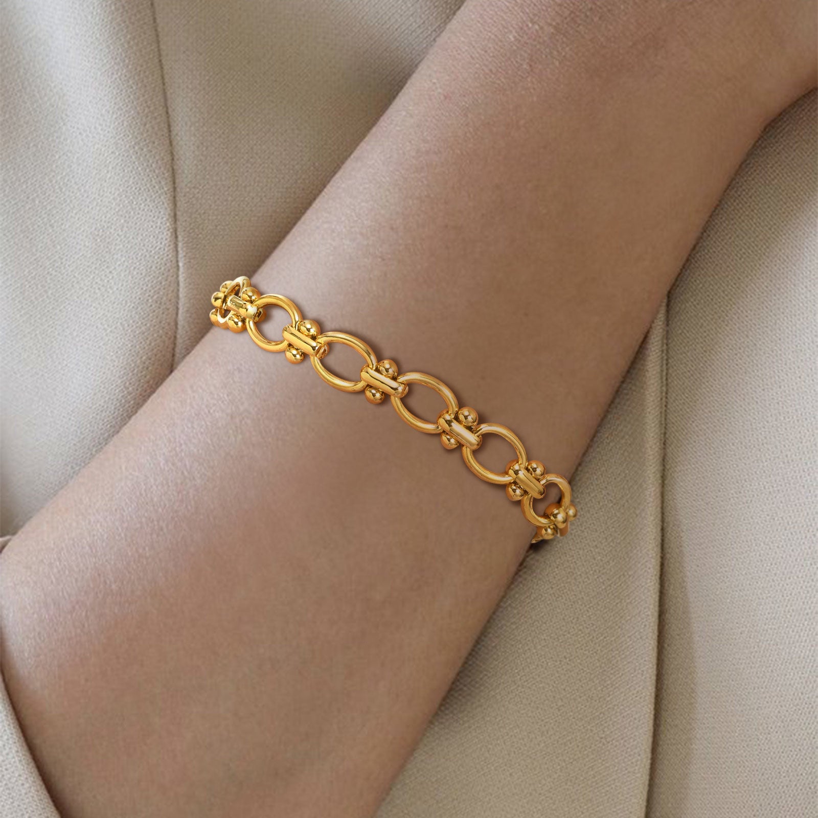 18k Gold Plated Chunky Oval Link Chain Bracelets for Women Thick Stainless Stee image 3
