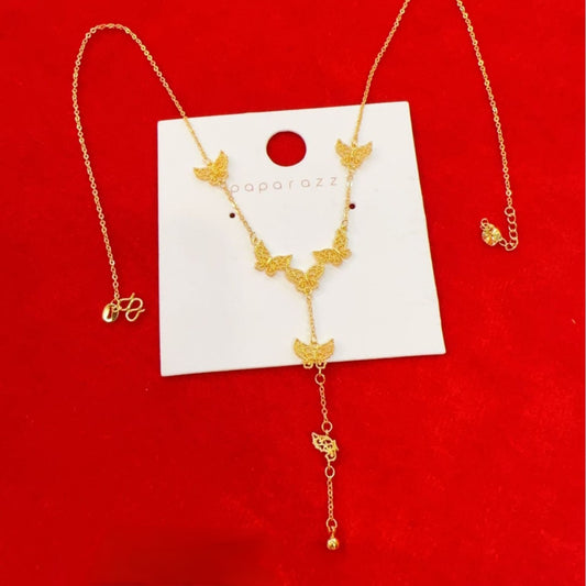 Thick 14 K Gold Color Butterfly Necklace Collar Chain for Women New Fine Neckla image 0