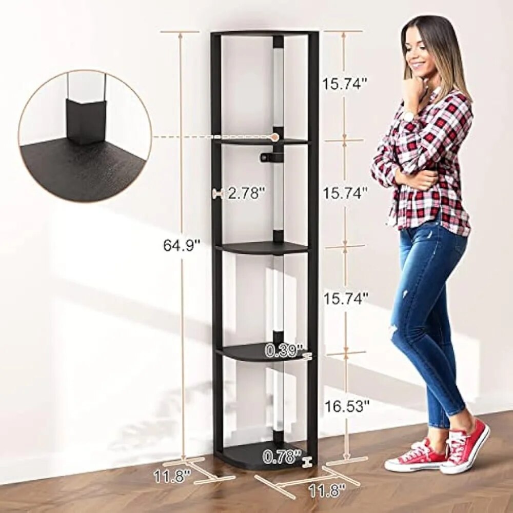 VTRIN Corner Shelf with Light, Modern Home Decor Stand Floor Lamps with Storage image 4