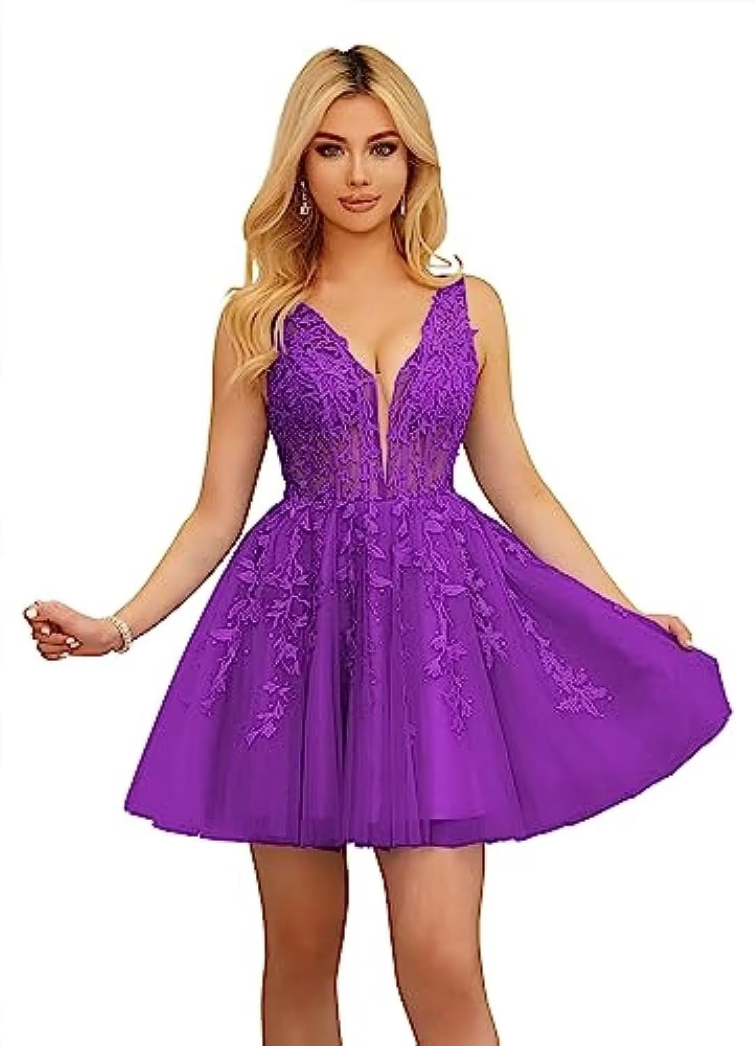 Beautiful V-Neck Sleeveless Cocktail Party Dresses Appliques Beading A-Line Sho image 6