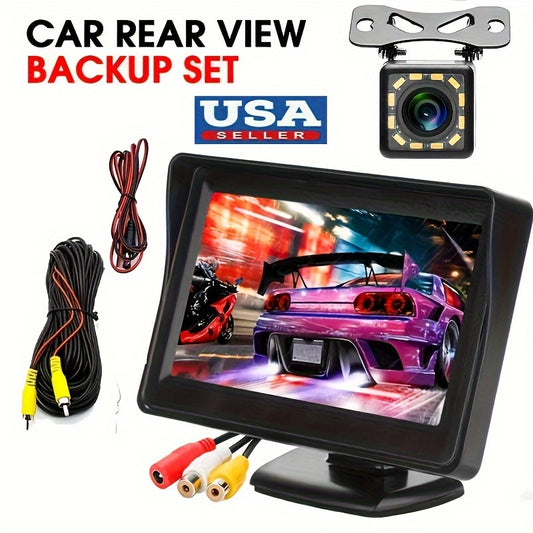 Car Rear View Backup Camera Kit Monitor with Reverse Camera LED Night Vision Pa image 0