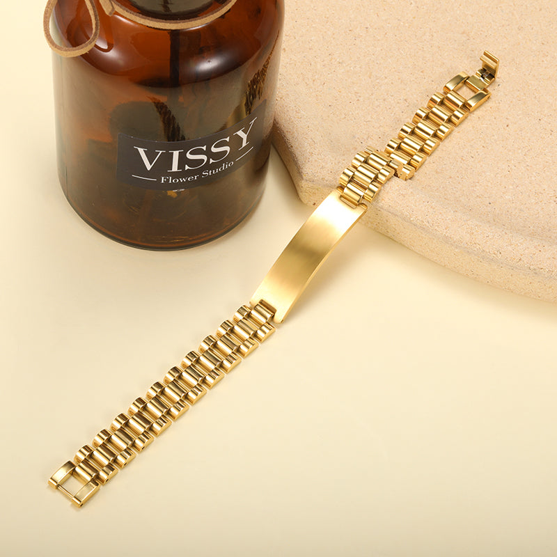 Customized Male Name Bracelet Stainless Steel Gold Color Punk Jewelry Personali image 6