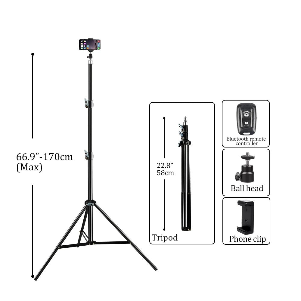 37/68/100/150/200CM Selfie Light Tripod 1/4 Screw Head Photography Portable Sta image 8