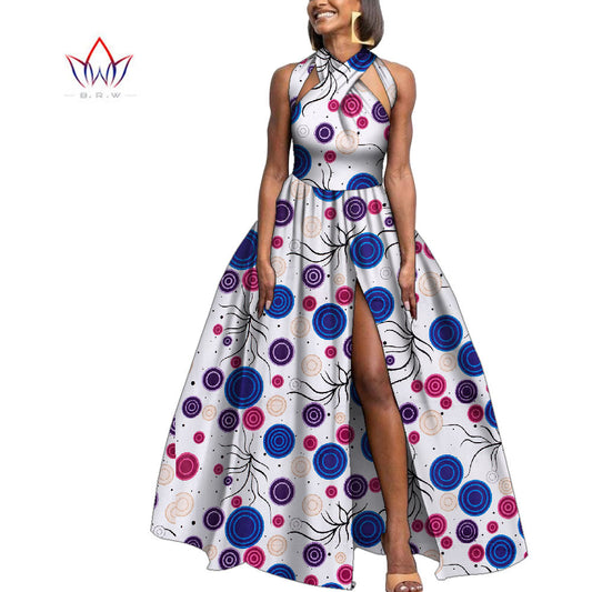 Fashion Robe Dresses Ankara Print African Dresses for Women Sleeveless Dashiki  image 0