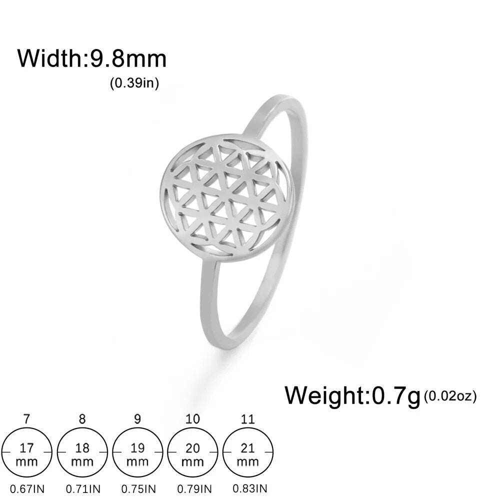 My Shape Lotus Mandala Flower Rings Women Stainless Steel Gold Color Finger Rin image 7