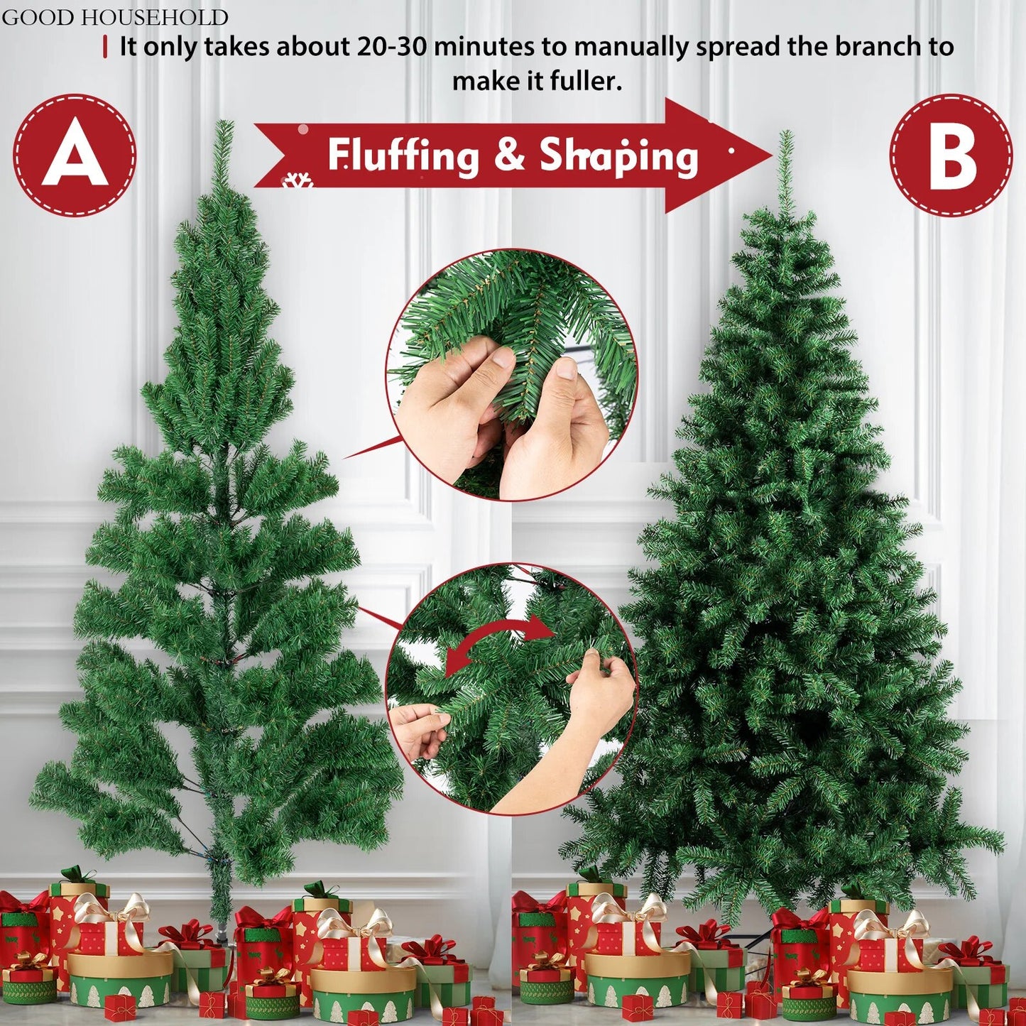 7FT Green Christmas Tree Artificial Christmas Tree PVC Needles with 1150 Branch image 2