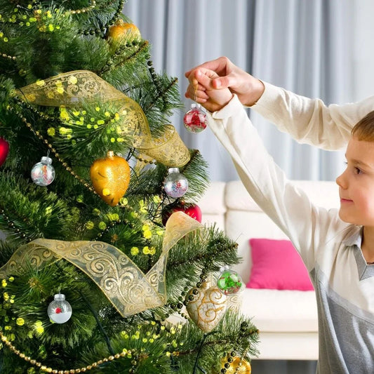 100 Pieces 2.36 Inch Christmas Round Clear Plastic Ball Ornaments Bulk Hanging image 0