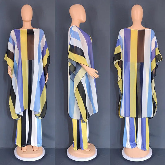 Plus Size Spring Autumn 2 Piece African Chiffon Clothes For Women Summer Party image 0