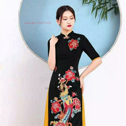 2024 ao dai vietnam traditional chinese qipao dress improved cheongsam vintage  image 0