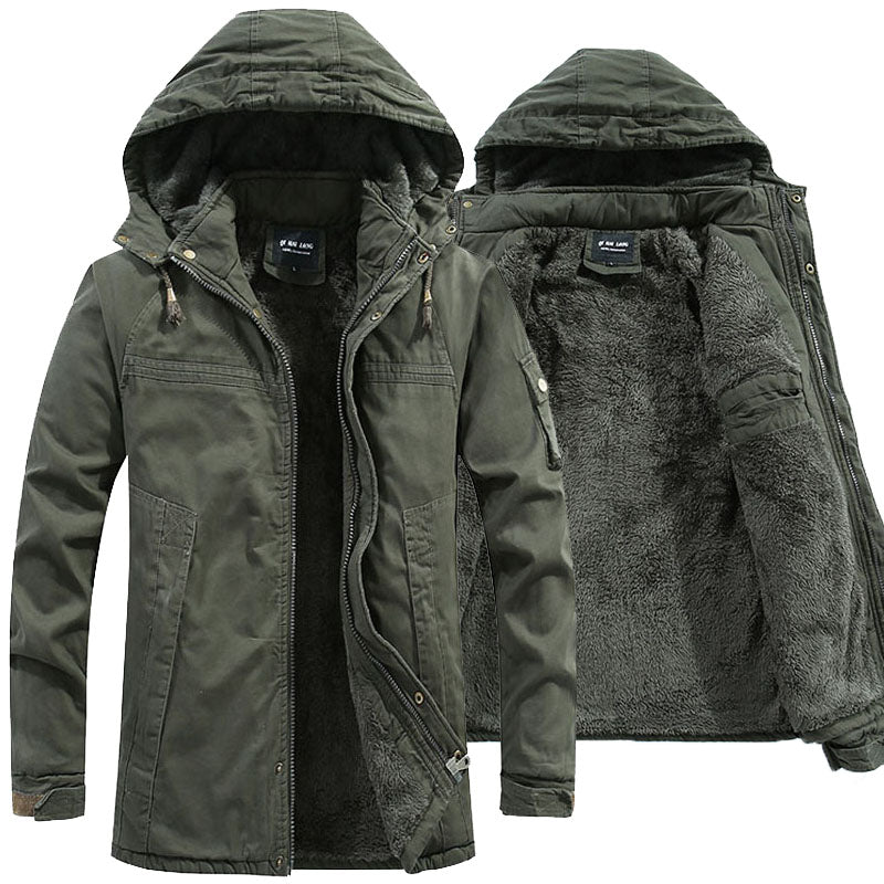 Men Washed Cotton Thick Fleece Casual New 2024 Winter Warm Varsity Jacket Men P image 0