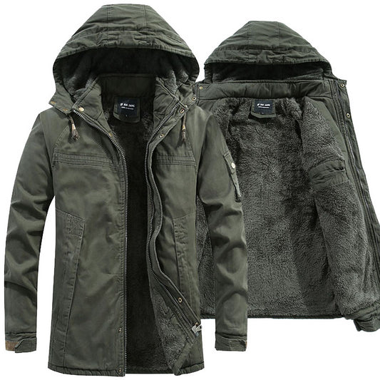 Men Washed Cotton Thick Fleece Casual New 2024 Winter Warm Varsity Jacket Men P image 0