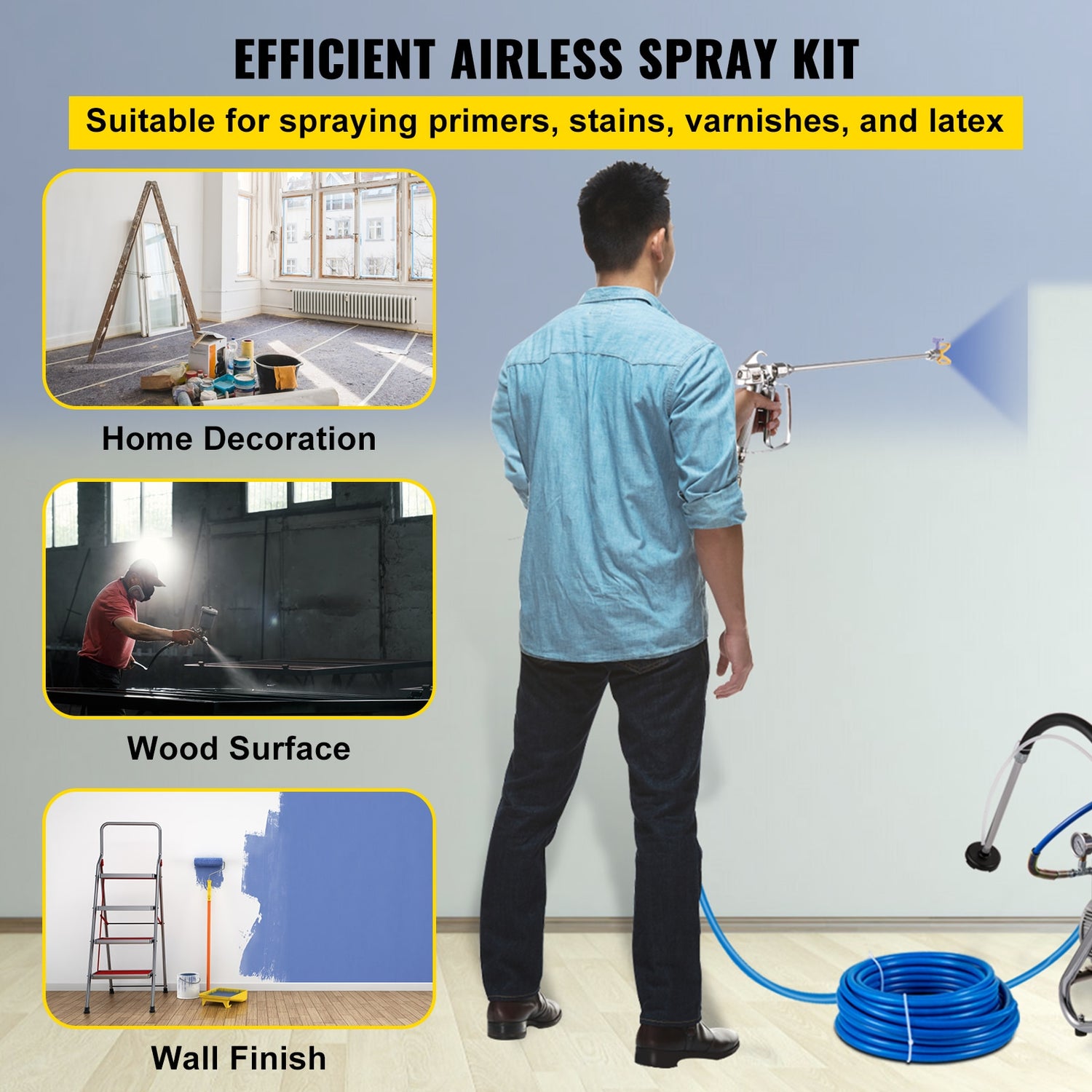 VEVOR Airless Paint Spray Hose Kit 50ft 3600 PSI High Pressure Fiber-Nylon Tube image 0