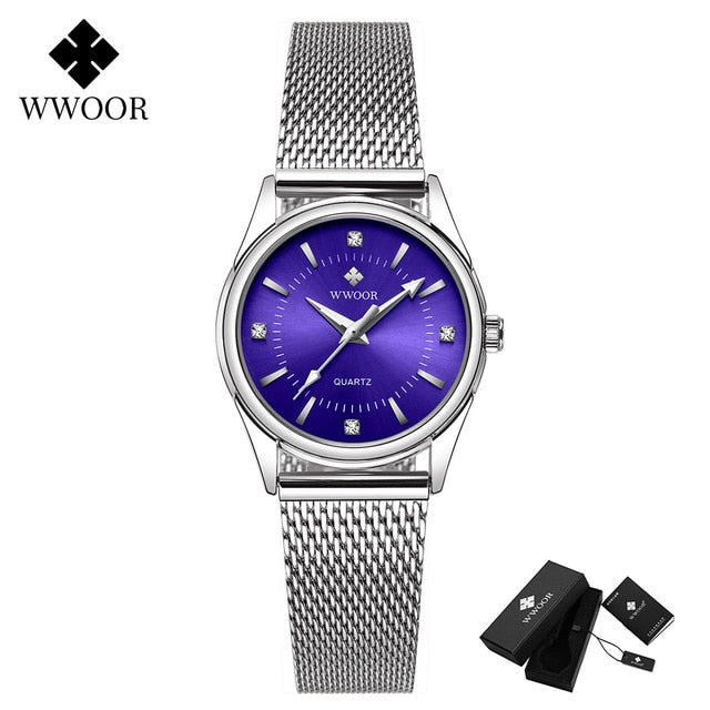 2022 WWOOR Fashion Brand Ladies Watches Luxury Diamond Rose Gold Women Bracelet image 3
