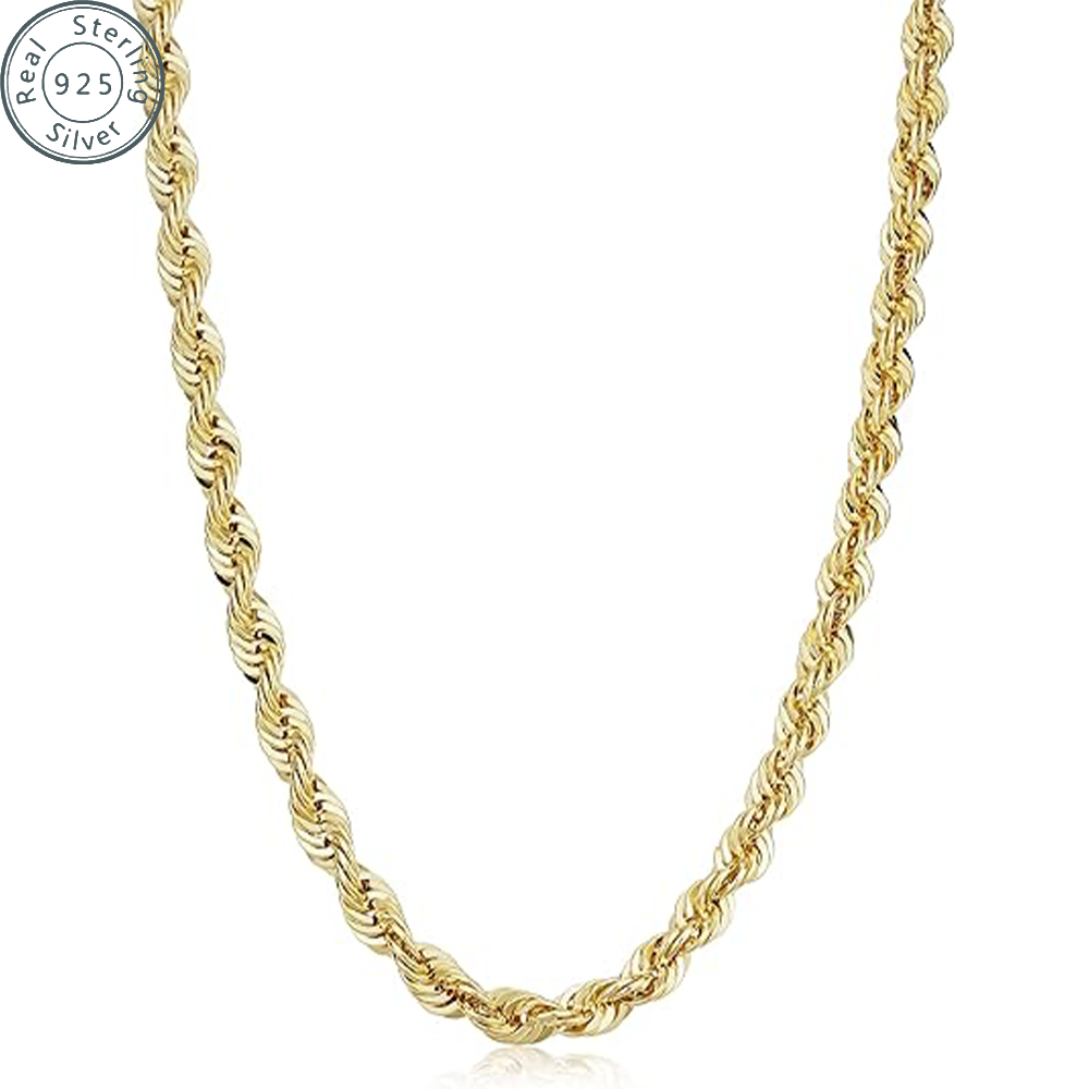 2 3 5mm Gold Rope Chain for Men & Women 18k Real Gold Plated Diamond Cut Gold N image 3