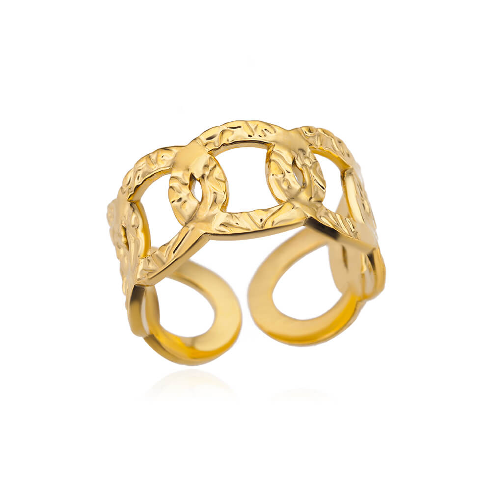 48 Style Women Stainless Steel Rings Gold Color Hollow Out Geometric Open Ring  image 34
