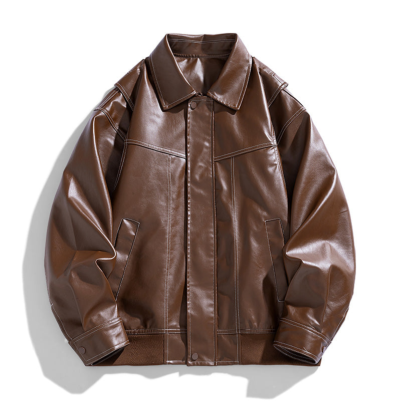 Europe The United States Trend Leather Jacket Spring Autumn New Loose Trend Men image 0