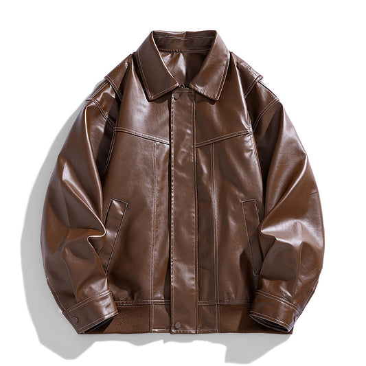 Europe The United States Trend Leather Jacket Spring Autumn New Loose Trend Men image 0