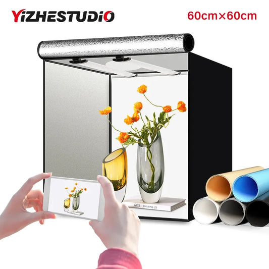 Yizhestudio 60cm Photo Studio Box Led Lightroom Dimmable Folding Softbox Light image 0