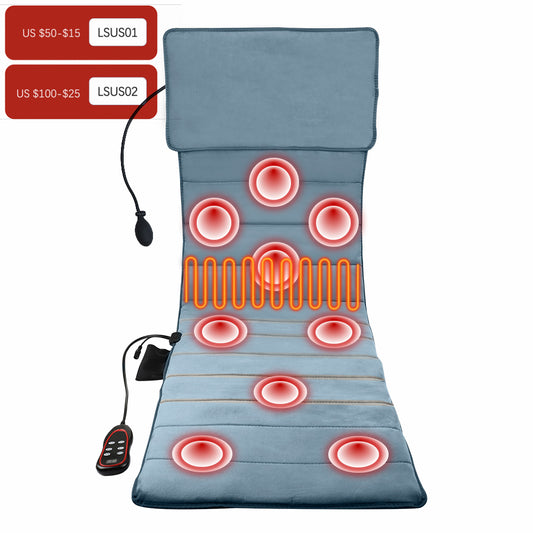 Electric Vibration Full Body Massage Mat Inflatable Air Pillow Home Office Heat image 0