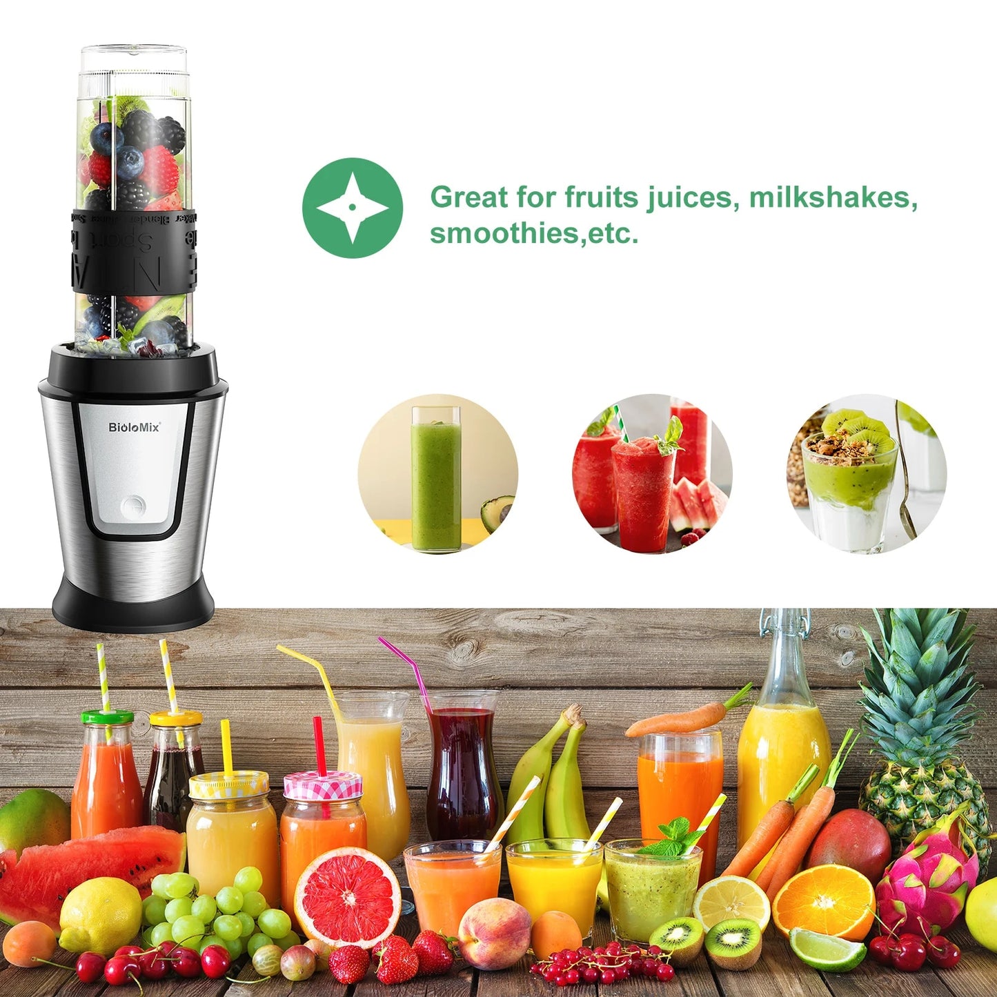BioloMix 3-in-1 Multifunctional Food Processor 700W Portable Juicer Blender Per image 3
