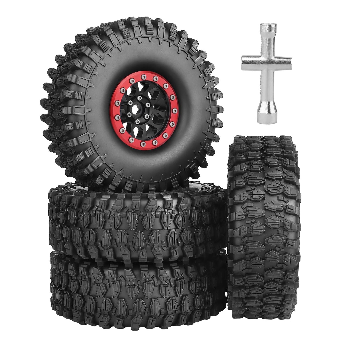 4pcs Hobbypark 1.9 Inch Beadlock Wheels and Tires Set for 1/10 Scale RC Crawler image 4