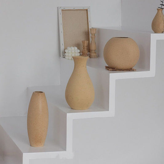 Ins Style Wooden Small Vase Natural Solid Wood Flower Vases Home Office Table A image 0