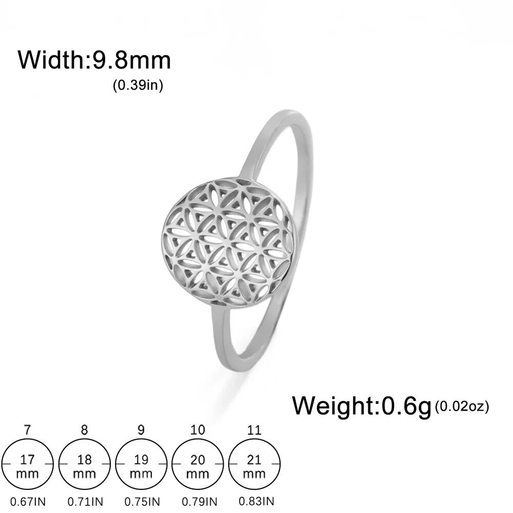 My Shape Lotus Mandala Flower Rings Women Stainless Steel Gold Color Finger Rin image 10