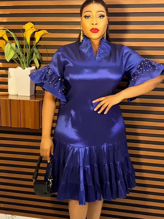 Elegant African Dresses for Women Flare Sleeve Africa Clothing Plus Size Weddin image 0
