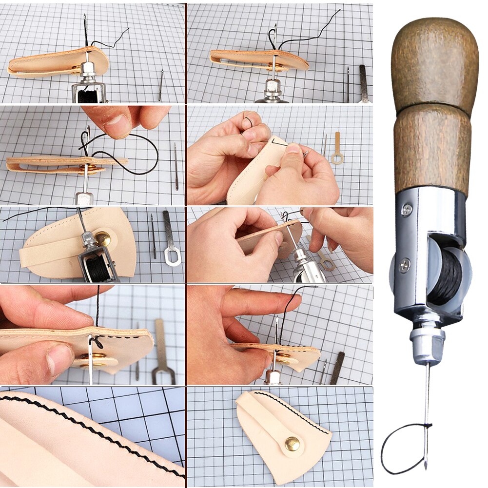 Leather Sewing Machine Manual DIY Luggage Wax Thread Needles Stitcher Leather image 4