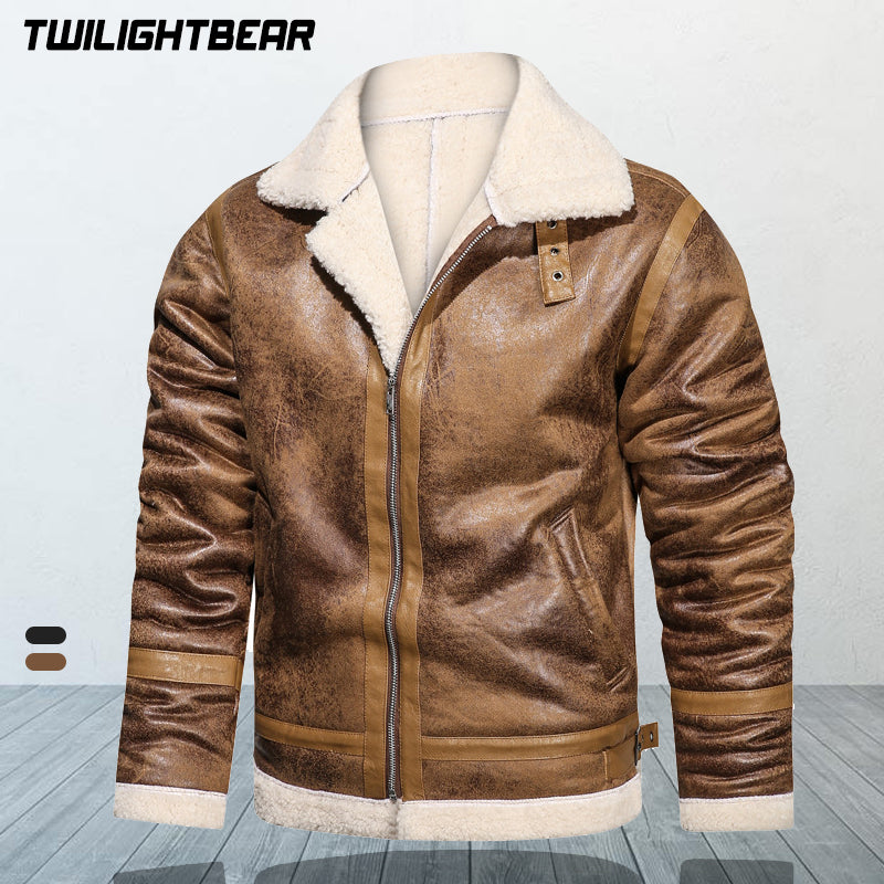 Winter Men's Leather Jacket Oversized Outerwear High Quality Retro Casual Coats image 3