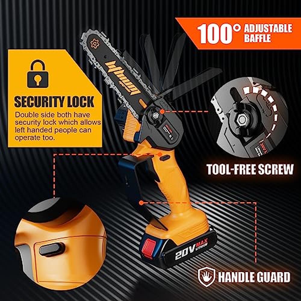 Portable Mini Electric Chainsaw 6-Inch with 2 Battery Pack Cordless Handheld Wo image 3