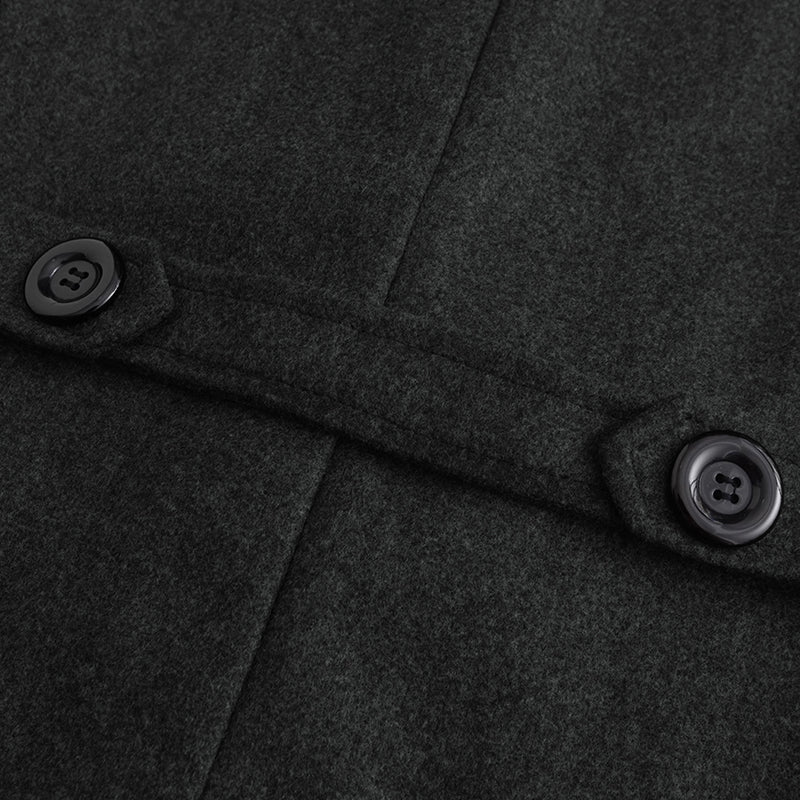 Classic Wool Blend Peacoat with Notched Lapel and Button Closure for Men s Wint image 6