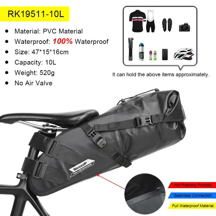 Rhinowalk Bike Waterproof Bicycle Saddle Bag Reflective Large Capacity Foldable image 10