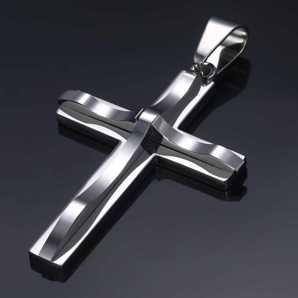 Gold Silver Color Cross Pendant Necklace For Men  Stainless Steel Pendant Neckl image 11