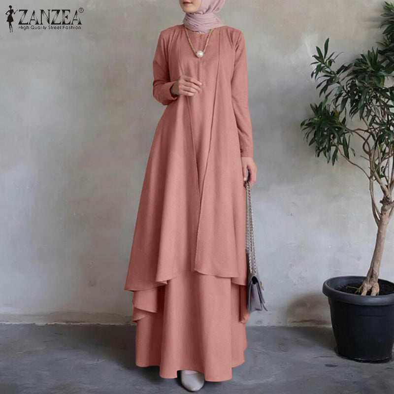 Irregular Hem Loose Long Dress Dubai Turkey Abaya Hijab Sundress Oversized ZANZ image 4