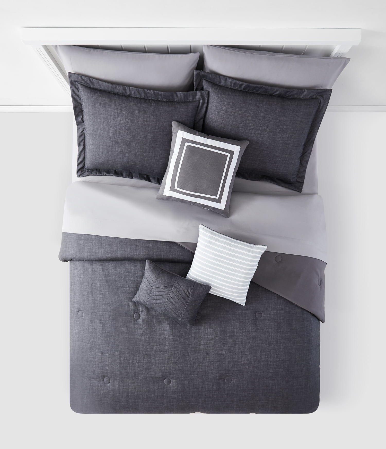 Mainstays Grey 10 Piece Bed in a Bag Comforter Set With Sheets, Queen image 3