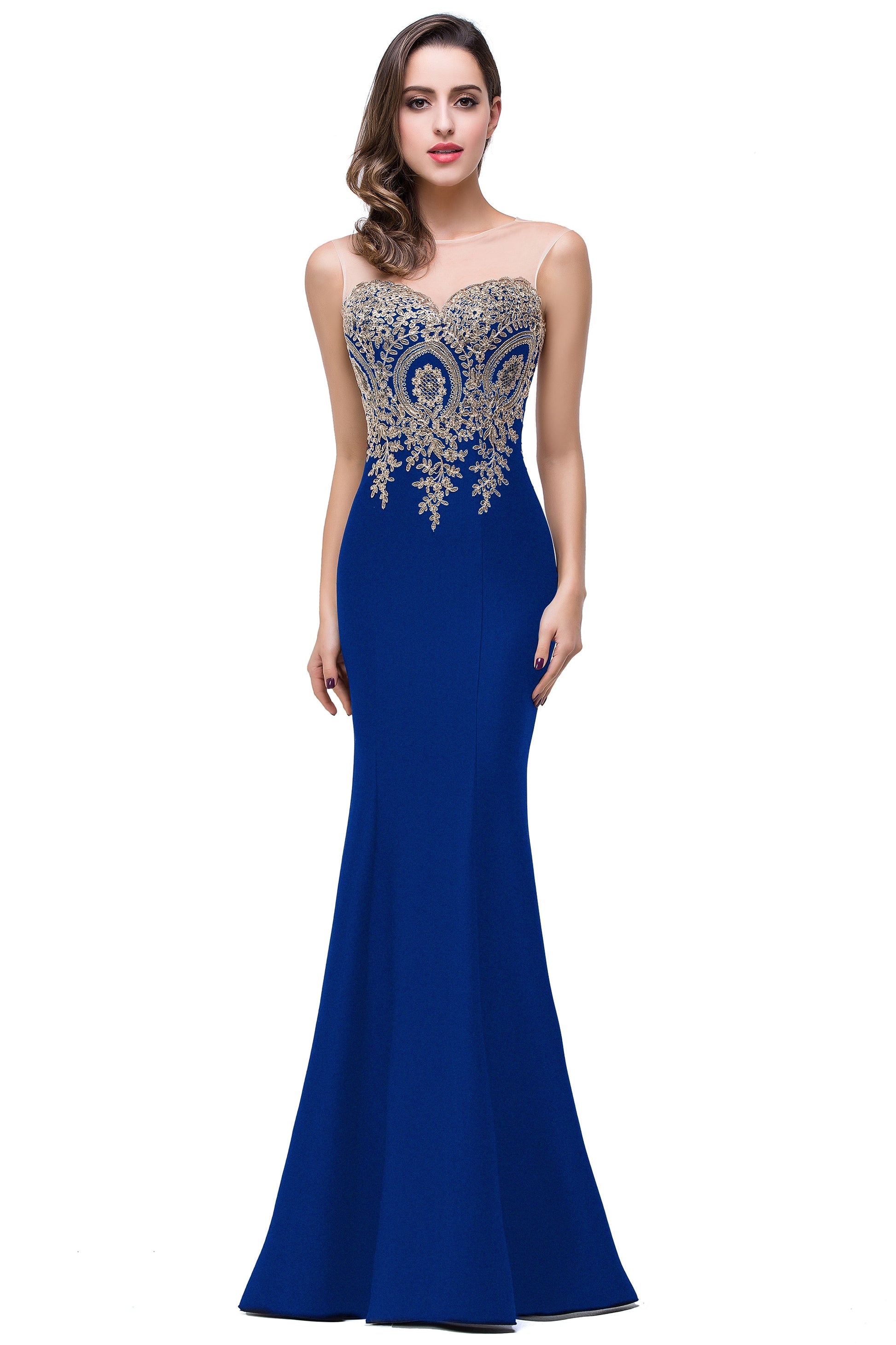 BABYONLINE Elegant Bridesmaid Dresses Maxi Floor Length Mermaid Gowns Gold Appq image 1