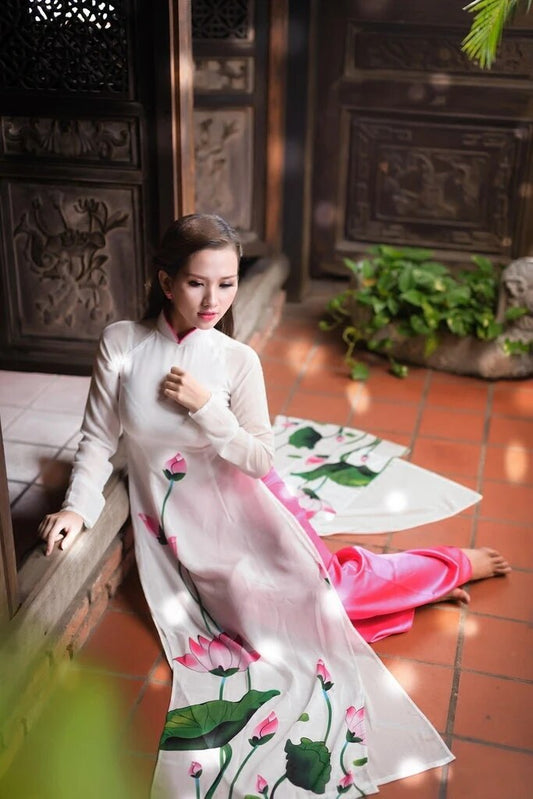 tailored lotus aodai vietnam clothing cheongsam aodai vietnam dress vietnamese  image 0