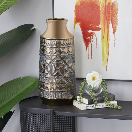 Tribal Gold Porcelain Vase image 0